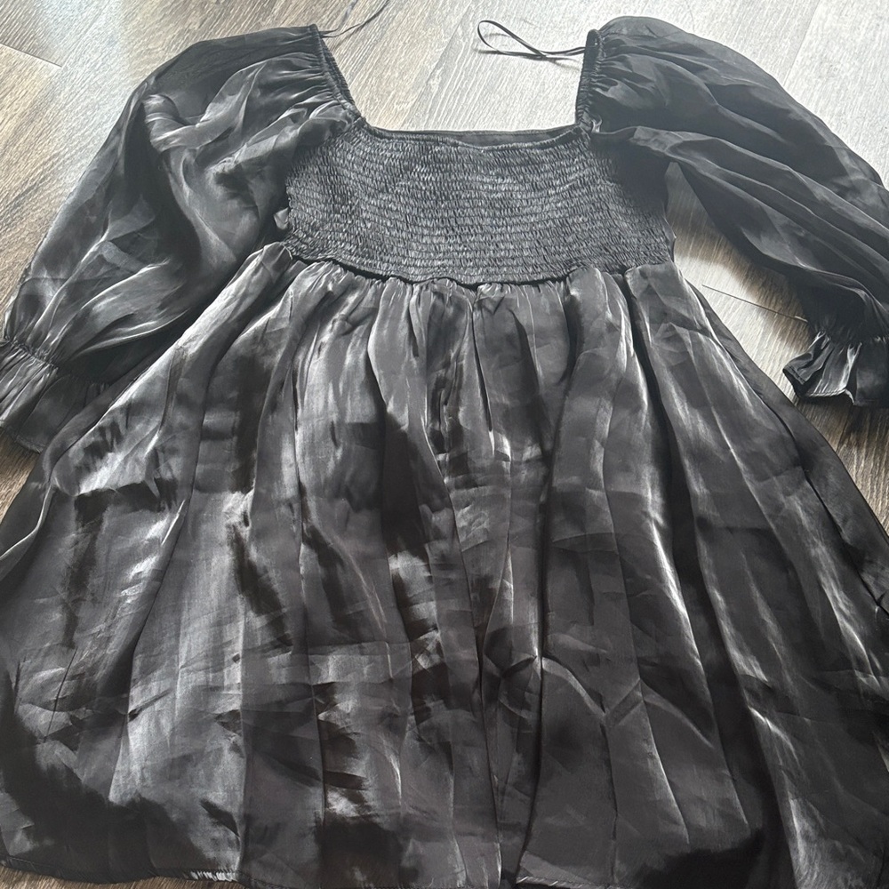 Shiny Black Tulle Baby Doll Dress - Picture 4 of 6